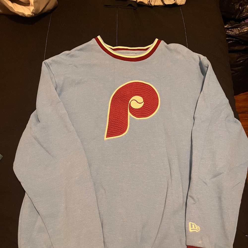 Philadelphia Phillies Hoodie Powder Blue Sweatshirt Retro Logo, XL MLB Stitched